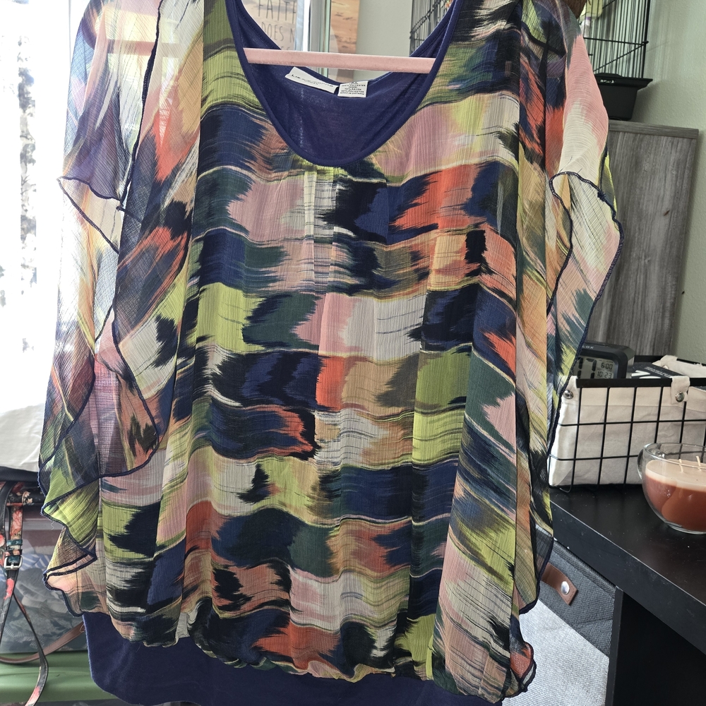 Liz Claiborne Multicolor Sheer Blouse